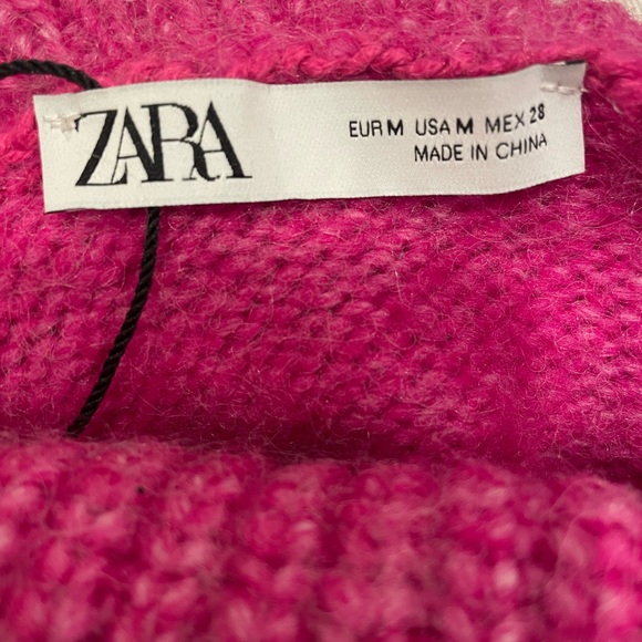 Zara Vibrant Pink Cowl Neck Sweater Dress - Picture 4 of 8